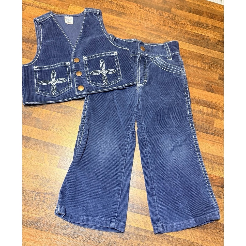 Vintage 70s 80s Western corduroy pants & matching vest.   Size 3T Cowboy cool